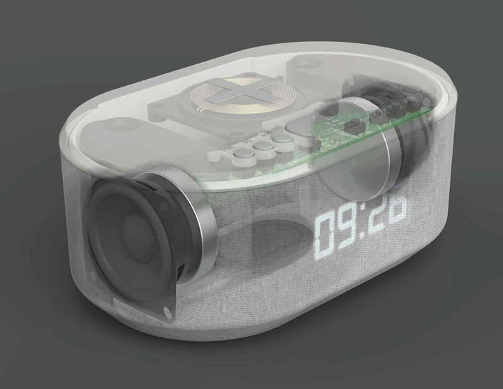 AIC Radiowecker Designer Uhrenradio USB Bluetooth Induktives Laden 18 BT Weiss