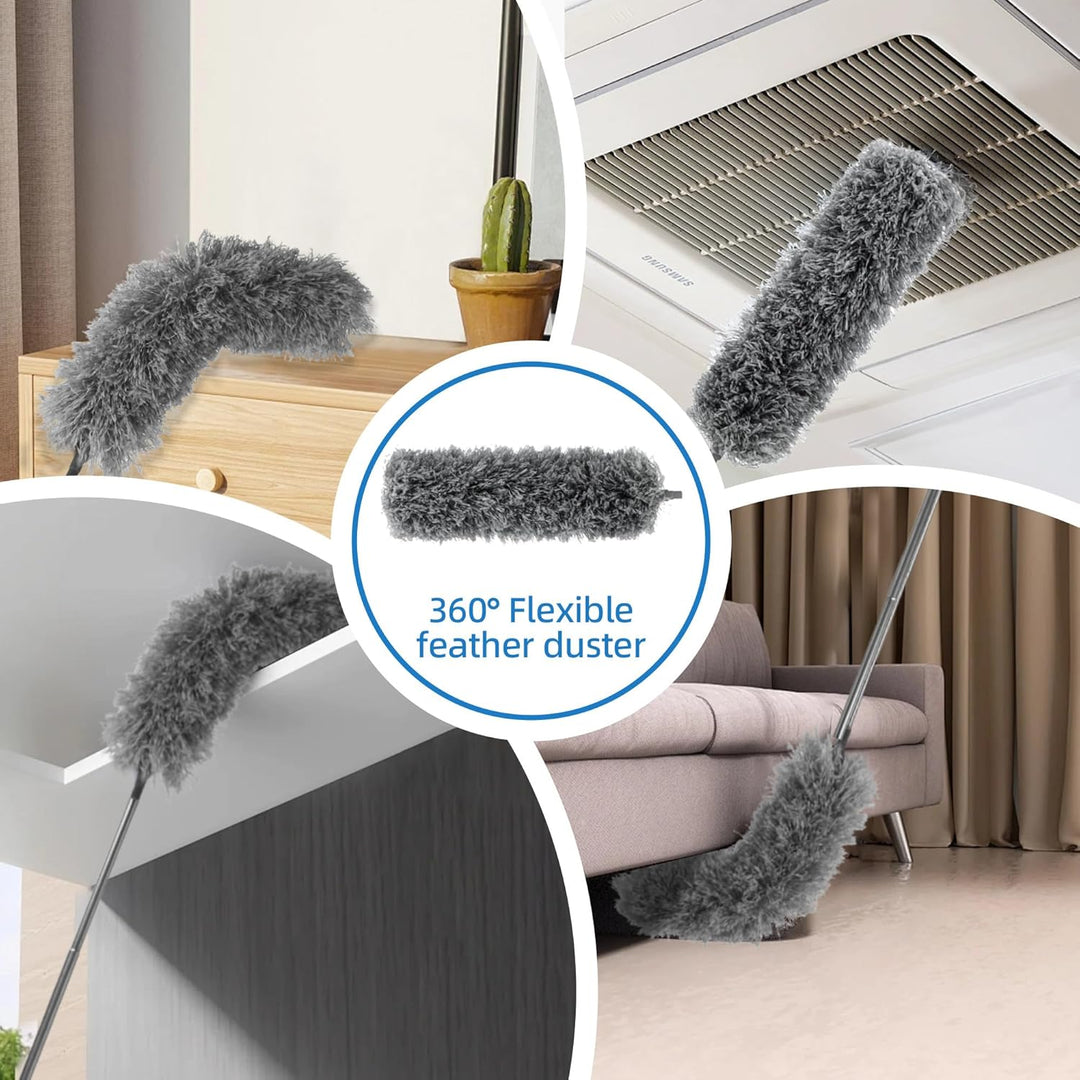 7 Stück Duster, Staubwischer Teleskop Stange und Biegbar Eckbesen, Duster Mikrofaser lang ausziehbar