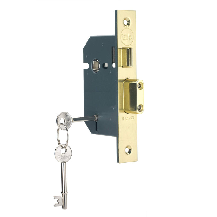 Yale P-M550-PB-78 Einsteckschloss mit 5 Hebeln, hohe Sicherheit, Messing-Finish, 3 Inch/76 mm Messin