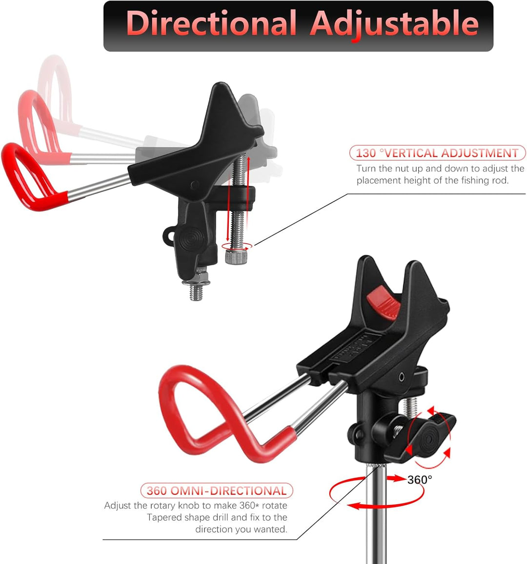 Leeko Rutenhalter, Angelrute Halter 2 Stück Edelstahl Universal Ruten Ständer 360°Verstellbar Angelr