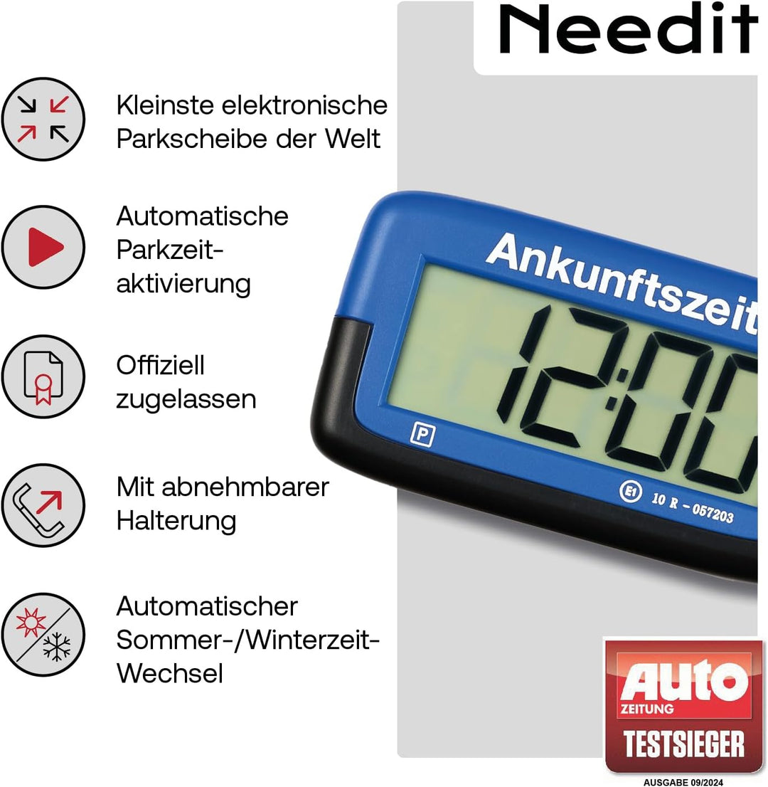 2X Needit Park Micro elektronische Parkscheibe mit Zulassung I Die kleinste Parkscheibe der Welt | D