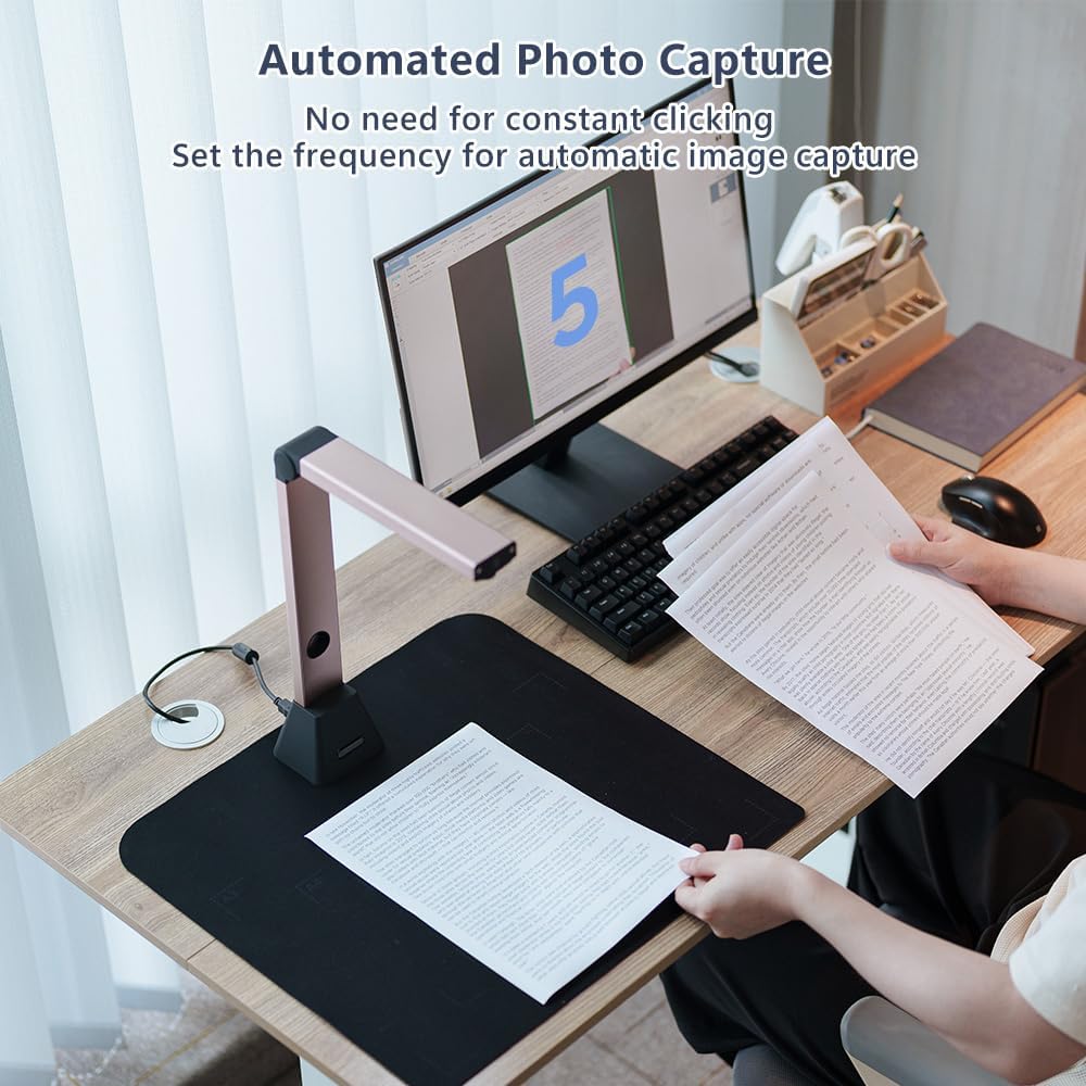 Dokumentenscanner Kamera USB 8MP: A3 Buchscanner OCR tragbar für Lehrer | Flachbett Scanner Visualiz