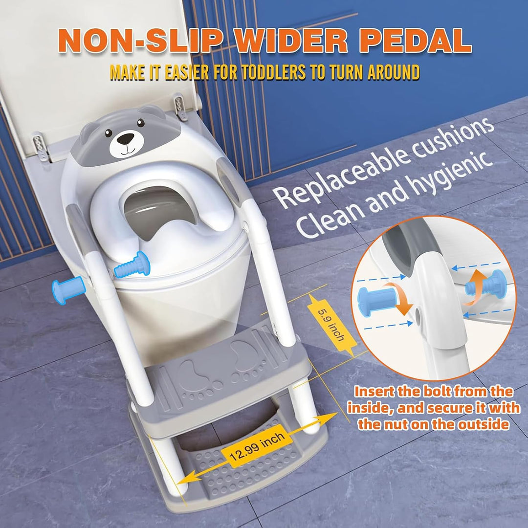 Toilettensitz Kinder mit Treppe, Upgraded WC Aufsatz für Kinder für Jungen und Mädchen, 2-in-1 Toile