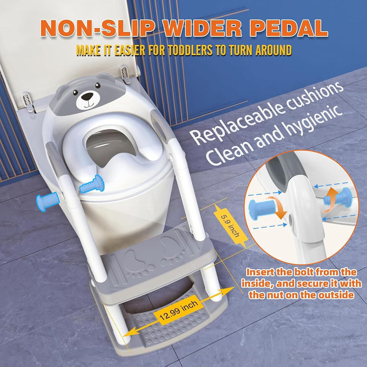 Toilettensitz Kinder mit Treppe, Upgraded WC Aufsatz für Kinder für Jungen und Mädchen, 2-in-1 Toile