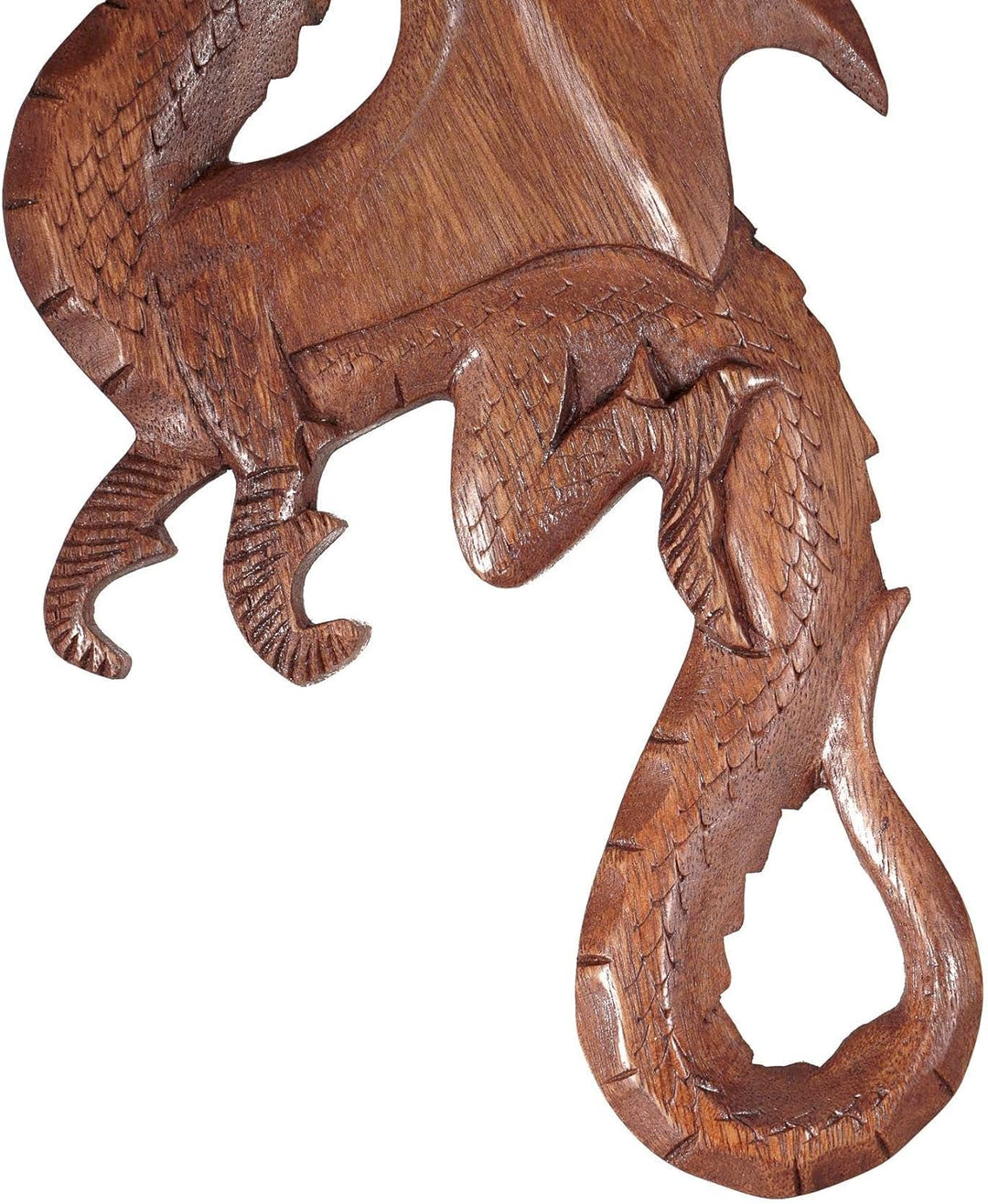 Windalf Wandbild Lizz 28 cm Drachen Wandrelief Links schauend Handarbeit aus Holz