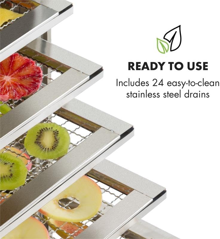 Klarstein Master Jerky - Dörrautomat, Dehydrator stufenlos regelbare Temperatur von 40-90 °C, 15h-Ti