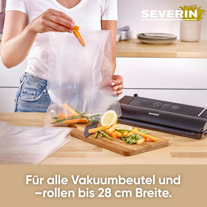 SEVERIN Vakuumiergerät inkl. 10 Vakuumbeutel (28x35 cm), vollautomatisches Vakuumieren und Verschwei