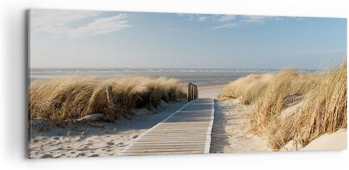 Wandbilder Dekoration Wohnzimmer Strand Meer Fussgängerbrücke Ufer Panorama Bilder auf Leinwand 120x