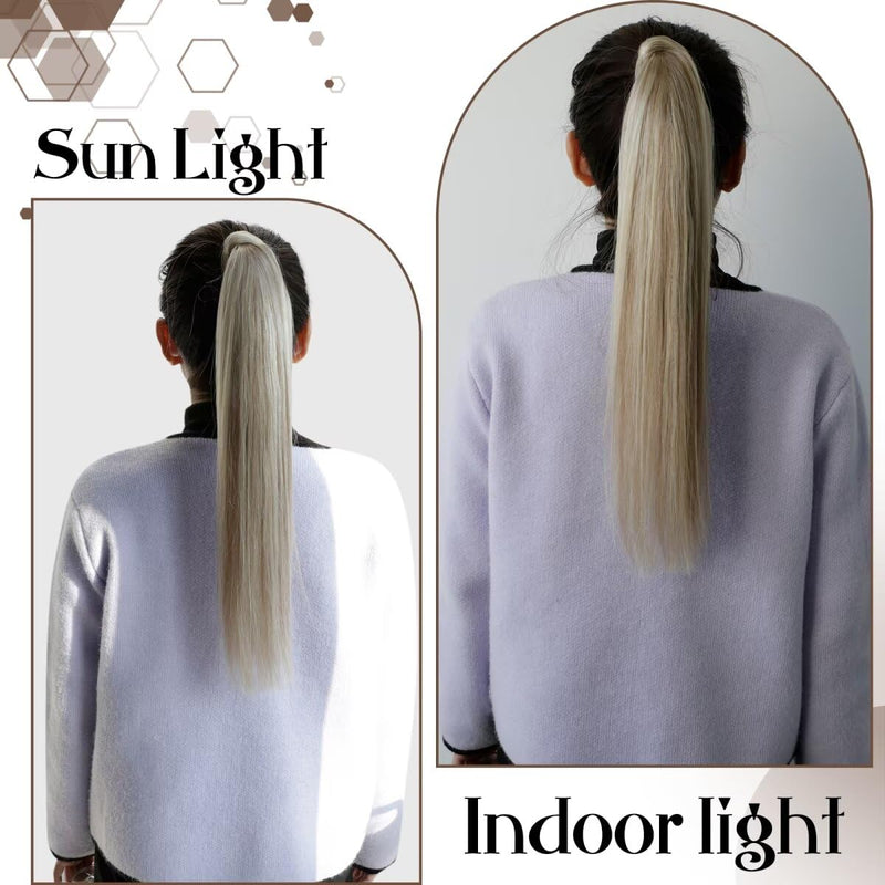 Hetto Blond Ponytail Extensions Echthaar Wrap Around Zopf Echthaar Extensions Remy Pferdeschwarz Ext