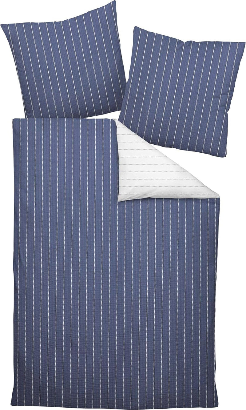Janine 20020 Tango Mako Soft Seersucker Wendebettwäsche 135 x 200 + 80 x 80 cm denimblau 135 x 200 c