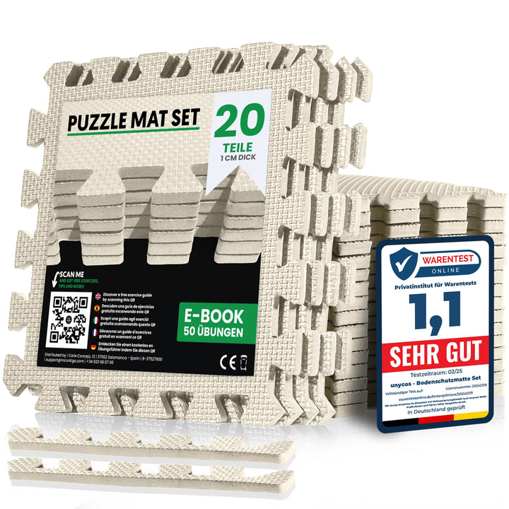 unycos - Bodenschutzmatte Set【12/20/28 Teile】Puzzlematte 30x30 cm, Rutschfeste Schutzmatten per Fitn