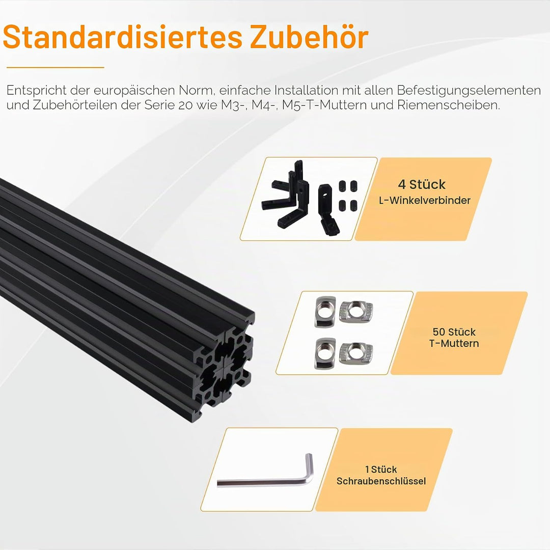 CNCYEAH 4 Stück 1000mm Aluminiumprofil Extrusions Linearschiene Europäische Norm 20X20 T Typ Alumini