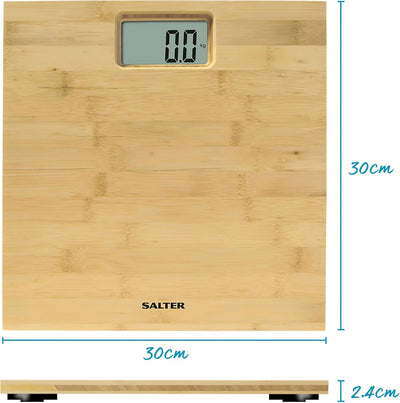 Salter 9086 WD3R Elektronische Schlankes Personenwaage, digitale Badezimmerwaage aus natürlichem, wa