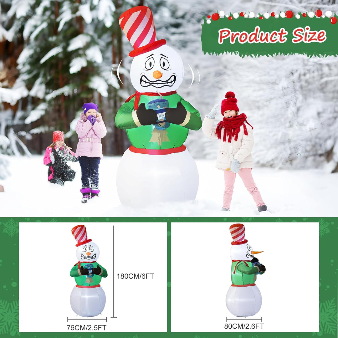 GlobaLink Aufblasbarer Schneemann XL 1,8M, Schütteln lustiger aufblasbarer Weihnachtsmann Weihnachts