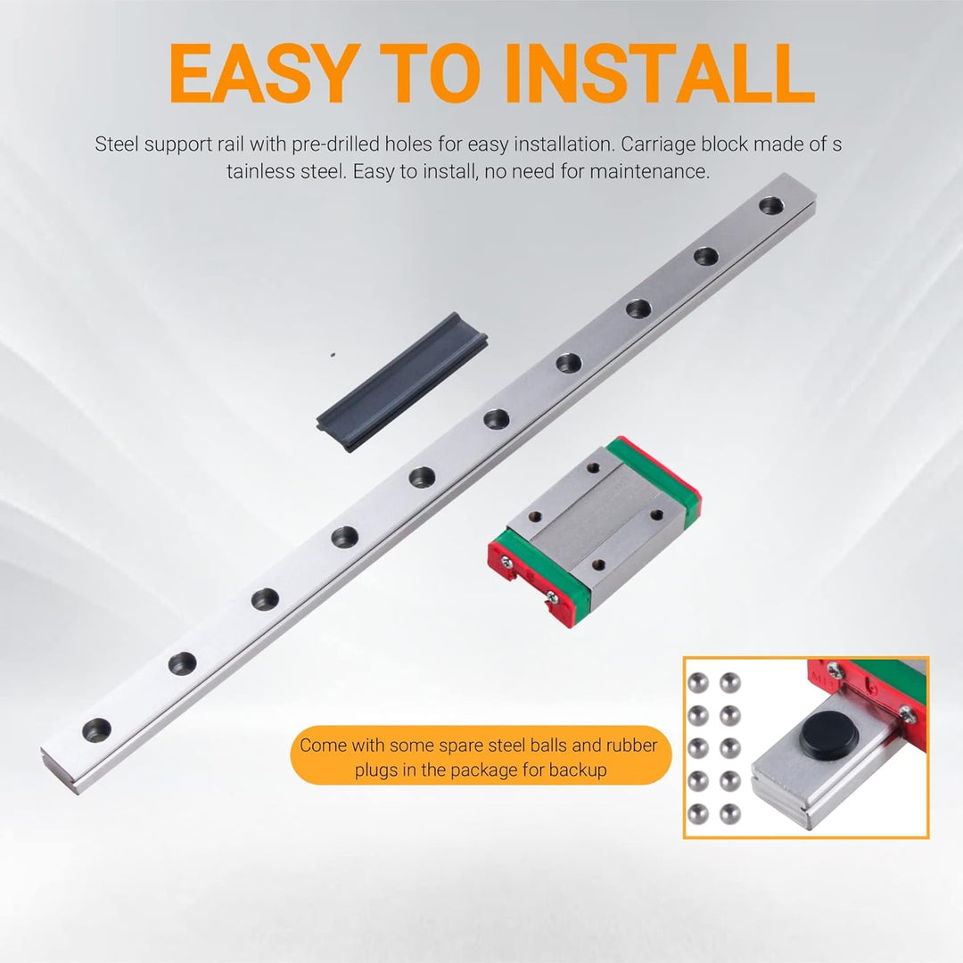 CNCYEAH 2 Stück MGN9H 300 mm Miniatur Lineare Schienenführung mit MGN9H Edelstahl Wagenblock, Linear