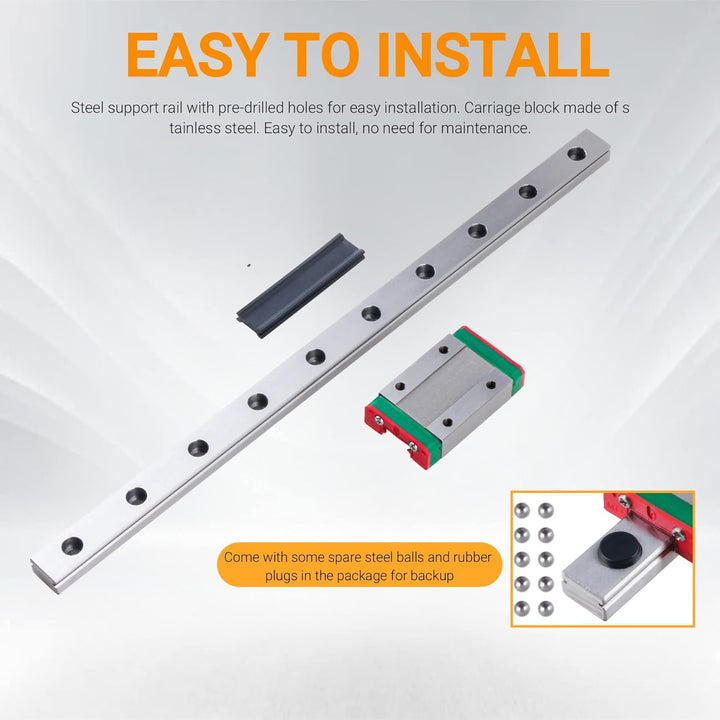 CNCYEAH 2 Stück MGN9H 300 mm Miniatur Lineare Schienenführung mit MGN9H Edelstahl Wagenblock, Linear