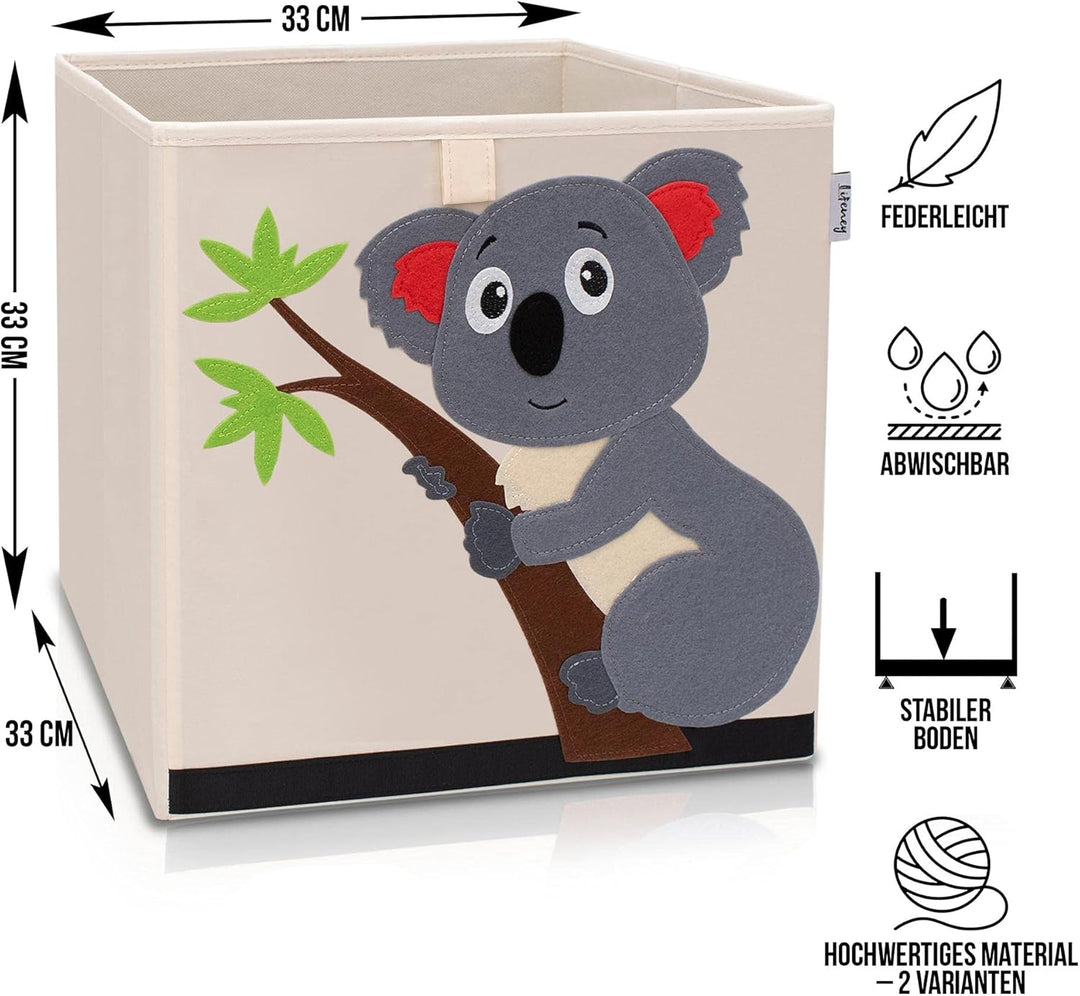 Aufbewahrungsbox im 2er Set Tiger und Koala I Doppelpack Spielzeugbox mit Tiermotiv passend für Würf