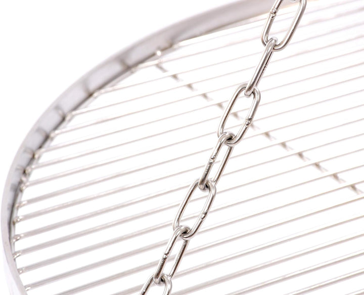 60 cm Grillrost Edelstahl für Schwenkgrill 3 Bein BBQ Grill Rost mit Kette 14 mm Stababstand