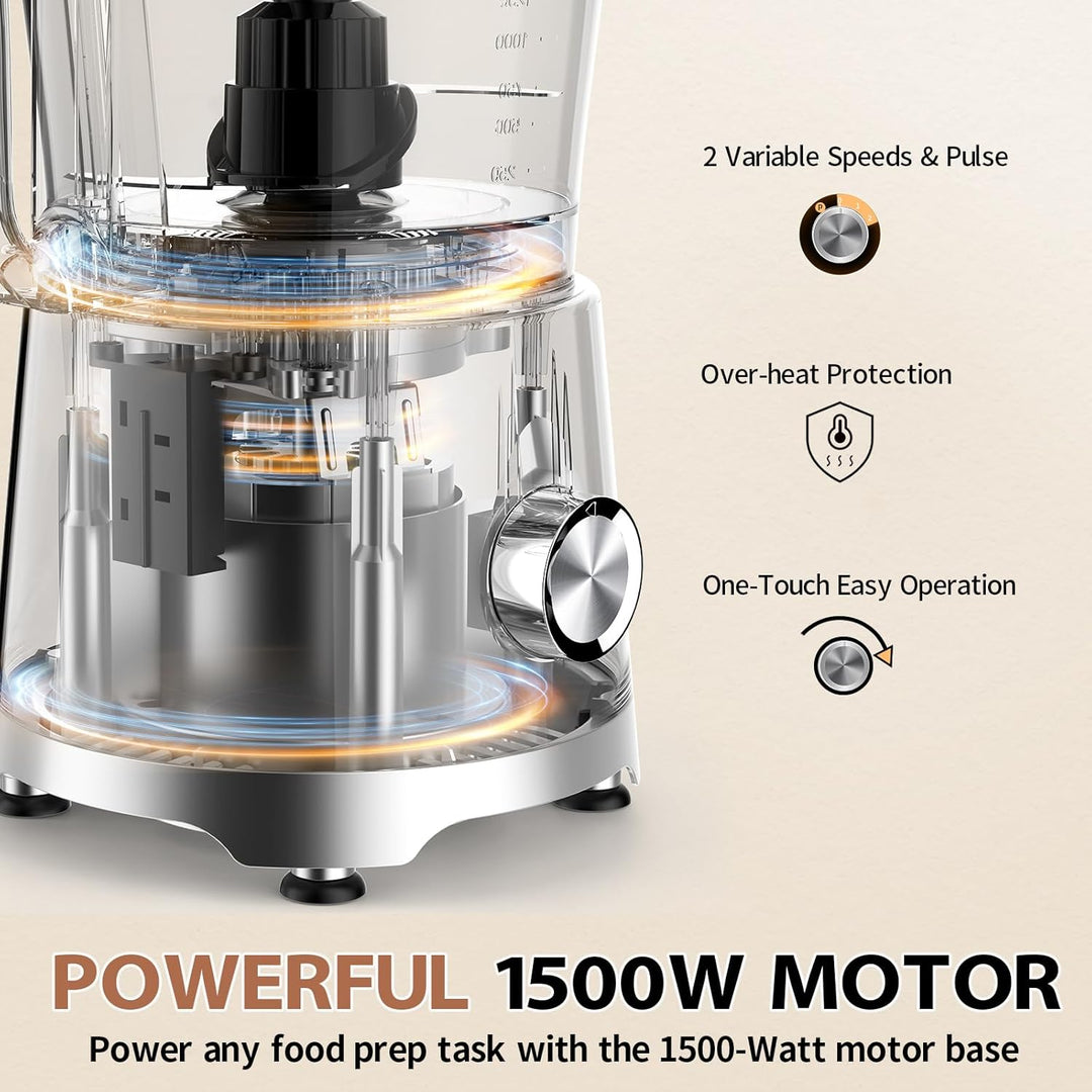 Küchenmaschine &amp; Zerkleinerer 1500 W, 2,5L, Food Processor mit 2L Standmixer, 200ML Kaffeemühle für