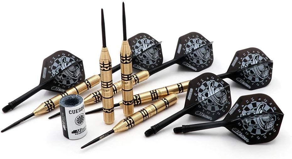 CUESOUL Jazz-Metal 21g Steel Tip Dart Set aus schwarz beschichtetem Messing mit integrierten AK5 Fli