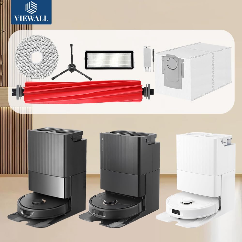 VIEWALL Zubehör für Roborock Qrevo Pro,Qrevo S,Qrevo MaxV Staubsauger 1 Hauptbürsten,2 HEPA-Filter,6