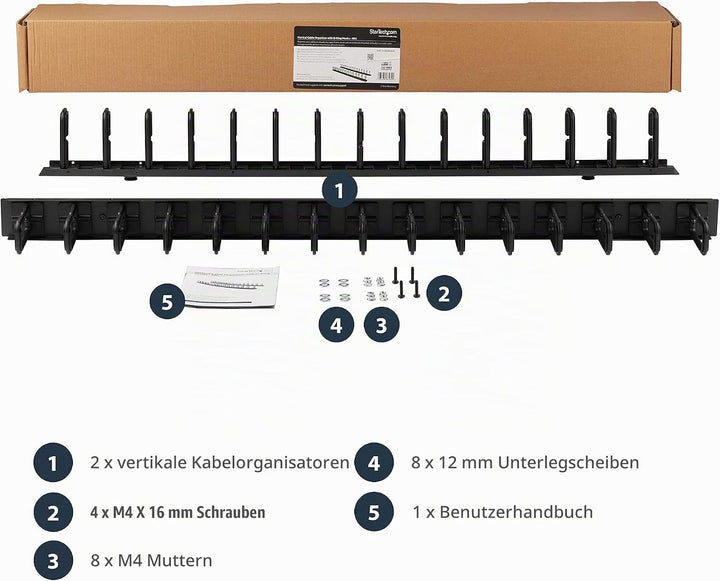 StarTech.com Vertikales Server-Rack-Kabelmanagement - 40U Ringe für Vertikales Kabelmanagement - Kab