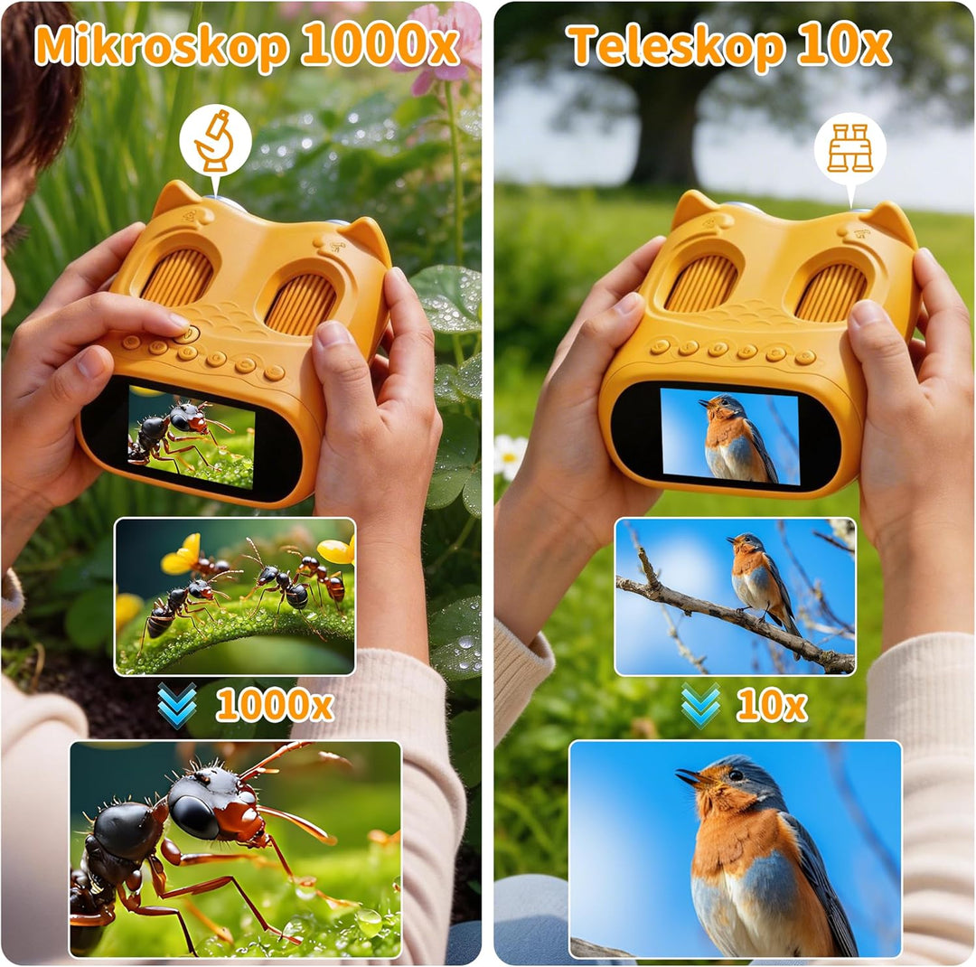 2-in-1 Mikroskop und Teleskop für Kinder, Tragbares Mini-Taschen-Mikroskop, USB Wiederaufladbares Ha