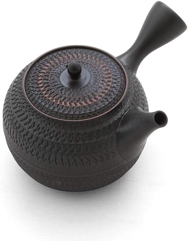 Gyokko Japanische Tee-Kanne Tokoname Sendan Maru mit Geschenk-Box, Meister 580 ml, schwarz. Handmade