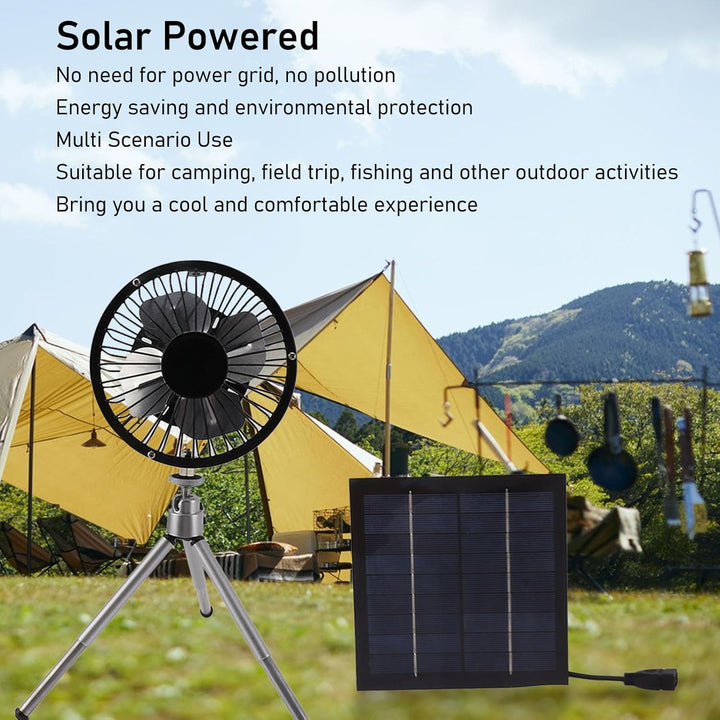 Zunate Solarbetriebener Ventilator, 20 W Campingventilator mit Solarpanel, 13 cm Solarpanel betriebe