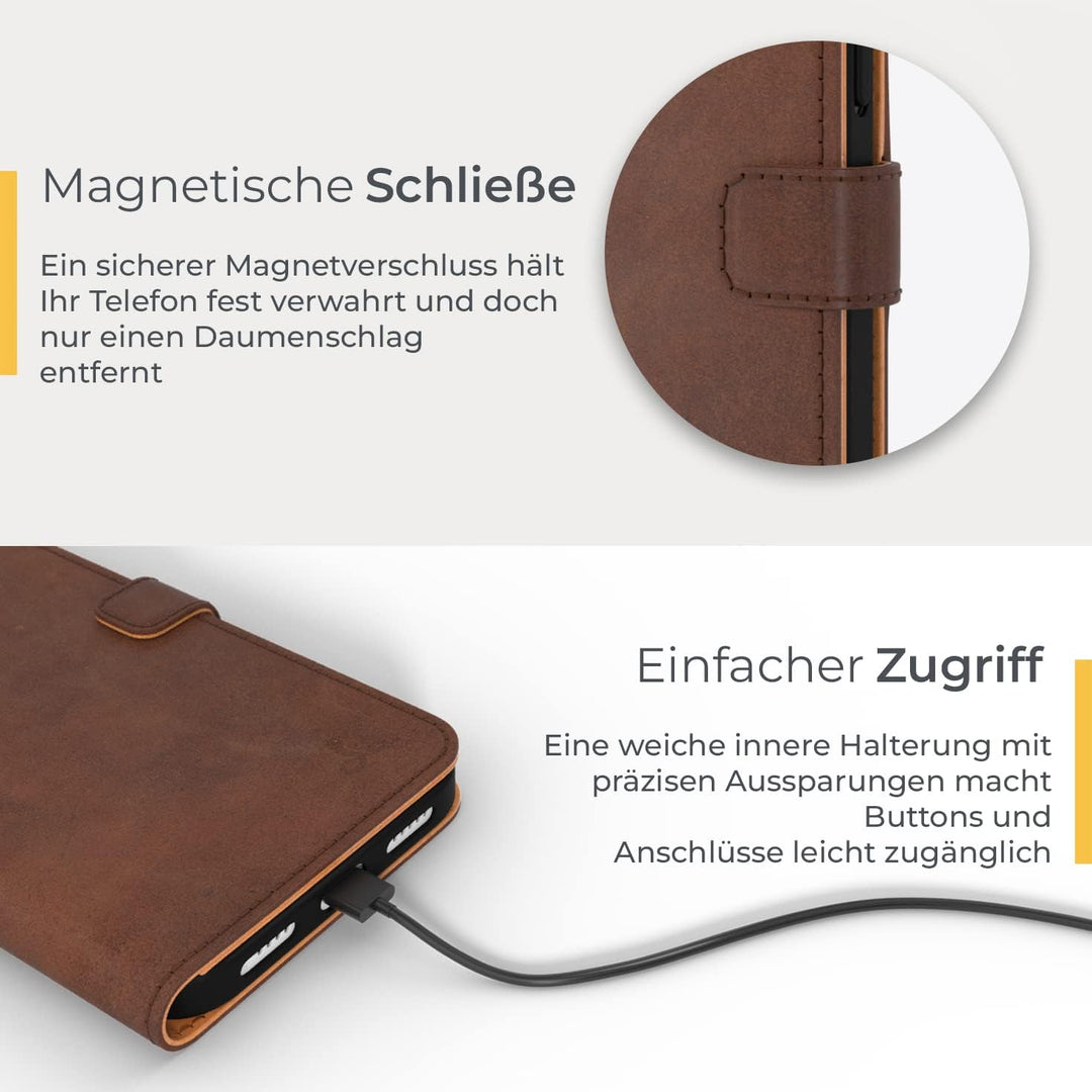 Snakehive iPhone 14 Plus Hülle Leder | Stylische Handyhülle mit Kartenhalter & Standfuss | Handyhüll