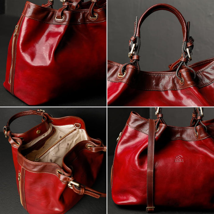 Time Resistance Schultertasche Damen - Handtasche aus Leder - Made in Italy - Tragetasche - Business