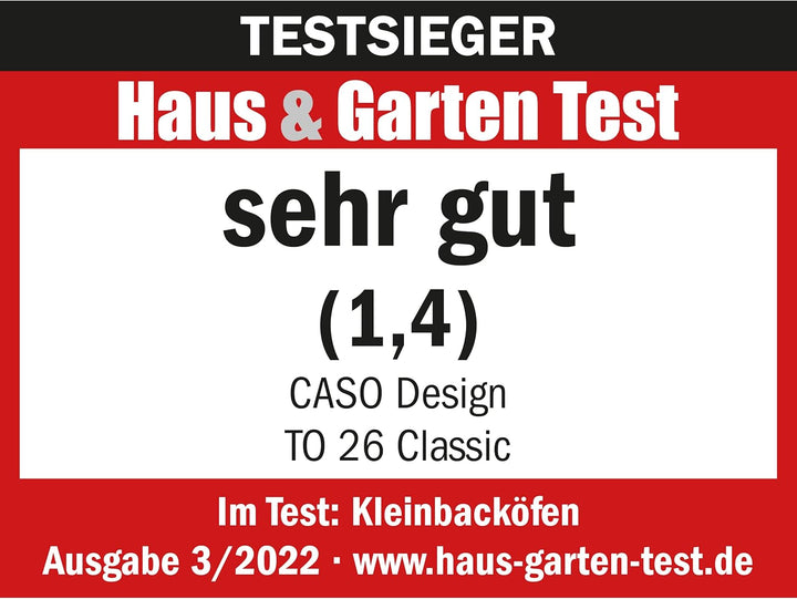 CASO TO 26 SilverStyle - Design Backofen, Testsieger im Haus & Garten Test, 26 Liter Garraum, 3 Eins