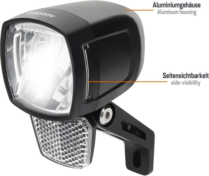 E-Bike Frontlicht 170 Lux Hammer E170 – LED Fahrradlampe, StVZO & ECE zugelassen, Aluminium/ABS Gehä