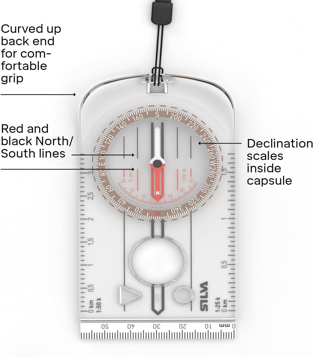 Silva Unisex-Adult Compass 3NL-360 Kompasse, durchsichtig, Einheitsgrösse