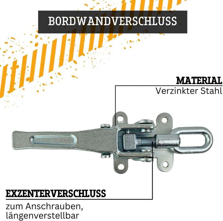 Safetytex Bordwandverschluss verstellbar mit Langgriff – Exzenterverschluss aus verzinktem Stahl – S