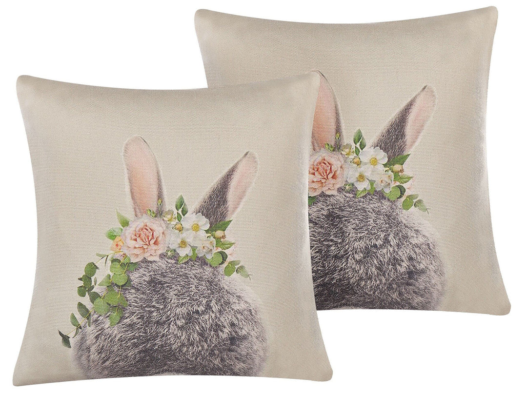 Dekokissen 2er Set Hasenmotiv mehrfarbig 45 x 45 cm Baumwolle/Polyester Fatsia