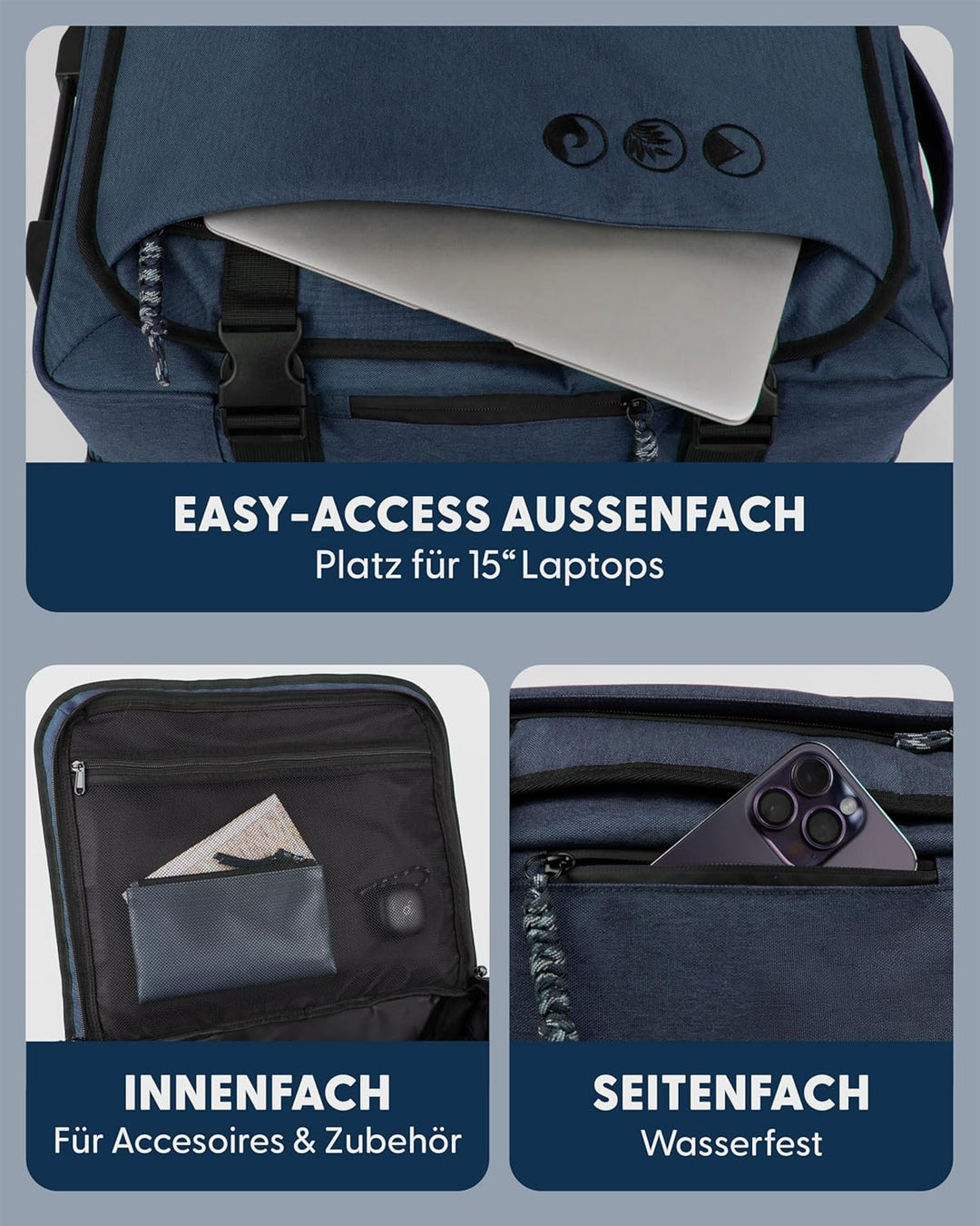 Grosse Reisetasche mit 2 Rollen Kane Rollkoffer 80 cm Koffer Sporttasche Reise-Trolley, recyceltes M