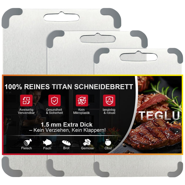 Edelstahl Schneidebrett 1,5 mm Extra Dick - 304 Lebensmittelecht Titan Schneidebrett - Chopping Boar