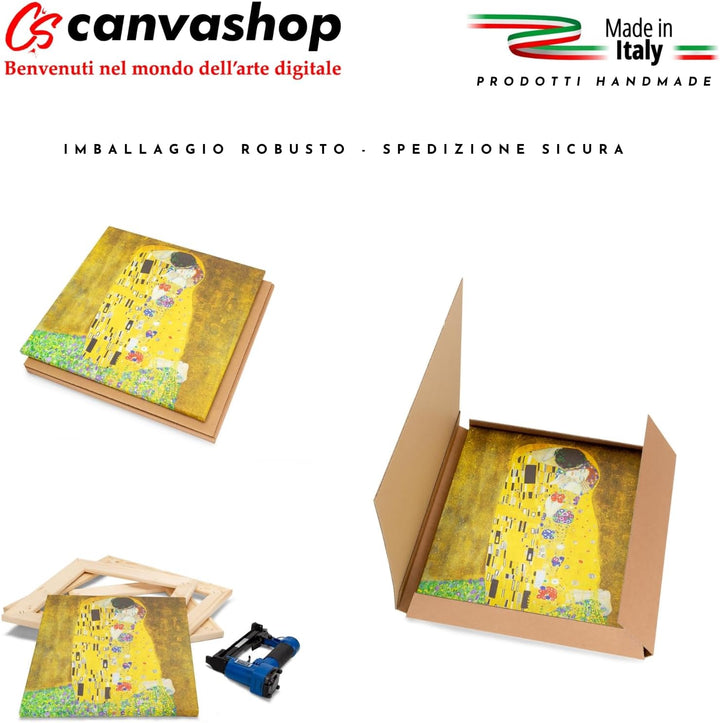 canvashop Moderne Bilder Wohnzimmer Der Kuss von Klimt cm 60 x 30 Wandbilder Vertikales Bild auf Lei