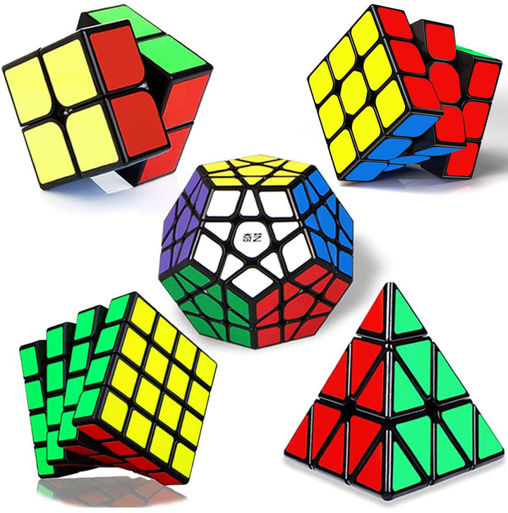 ROXENDA Speed Zauberwürfel Set, 2x2 3x3 4x4 Pyramide Dodekaeder Würfel Magischer Cube Sammlung für K