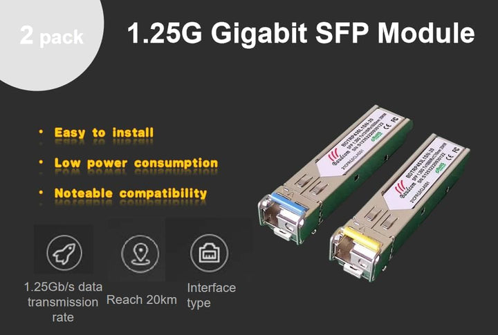 SFP-Modul 1G Bidi Einzelfaser-Transceiver SMF LC-Anschluss bis zu 20 km für offene Schalter für Cisc