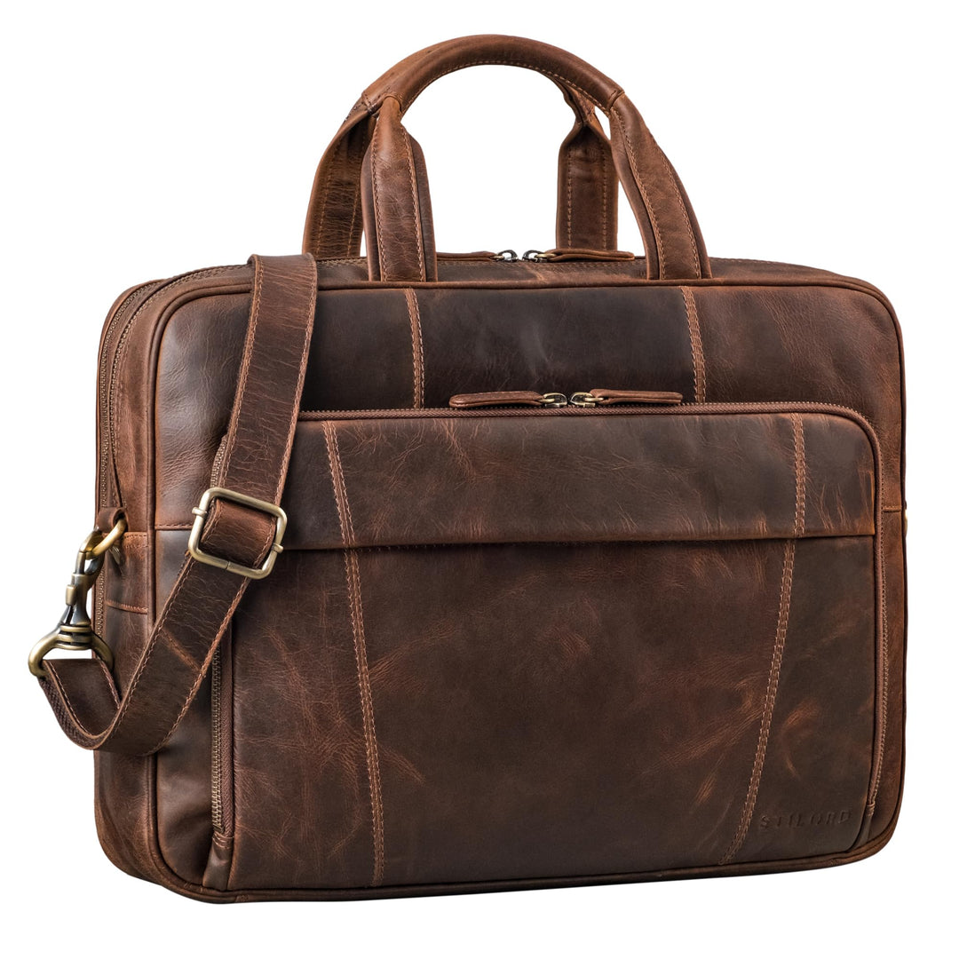 STILORD Jaron Vintage Ledertasche Leder Herren Damen 15,6 Zoll Laptoptasche Umhängetasche gross Akte