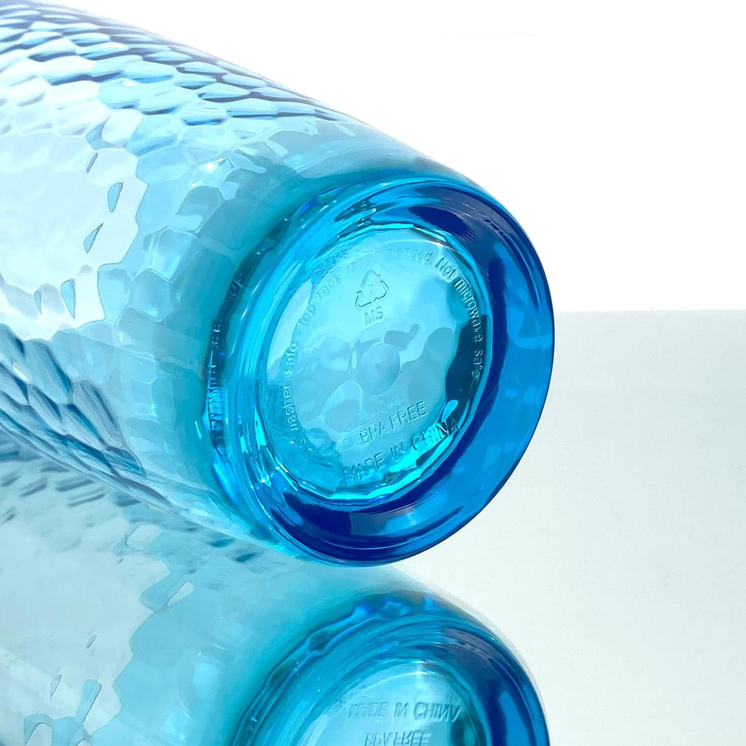 Grosse Acrylgläser, 740 ml, Kunststoffbecher, Set mit 6 transparenten Farben, gehämmerter Stil, BPA-