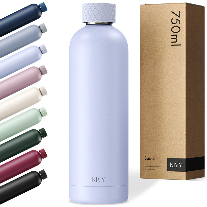 KIVY Edelstahl Trinkflasche 750ml - Auslaufsicher &amp; Kohlensäure geeignet | 24h kalt | 18h Heiss - Th