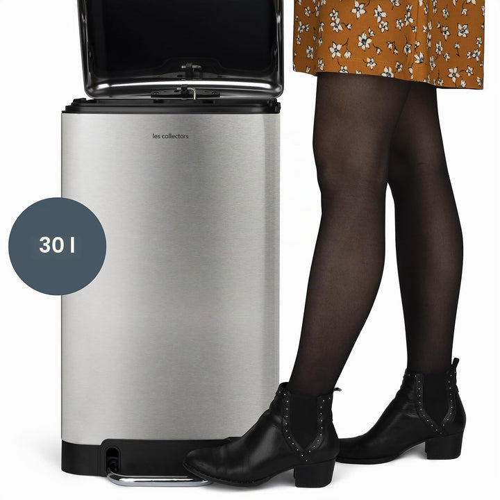 Les Collectors Tret-Mülleimer N°712 / Edelstahl/silber, 30 L/herausnehmbarer Inneneimer/rechteckig,