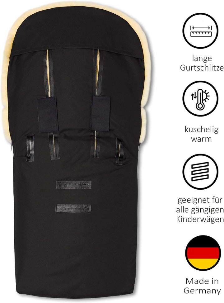 Hofbrucker Lammfell-Fusssack Putzi Kinderwagen, Buggy/Winterfusssack wind- & wasserabweisend/Warmer