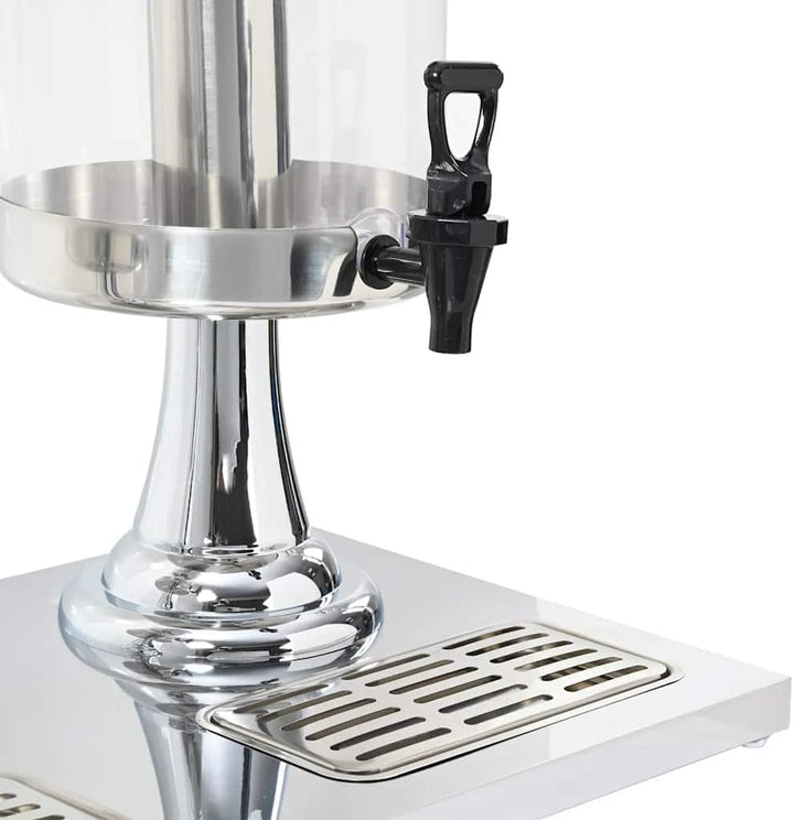 vidaXL Getränkespender Saftspender Wasserspender 2-Fach Edelstahl 2 x 8 Liter
