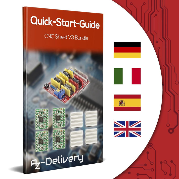 AZDelivery 3 x CNC Shield V3 Bundle mit 4 Stück A4988 Schrittmotor Treiber Stepper mit Kühlkörper ko