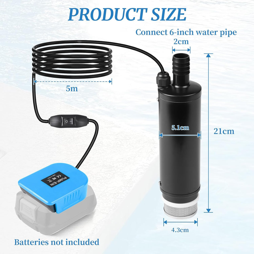 CPROSP Sumpfpumpe Kompatibel mit Bosch PBA 18V Batterie (Keine Batterie), Wasserpumpe 30L/min, Trans