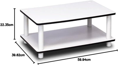 Furinno Just 2-Tier No Tools Fernsehstand, TV-Ständer, Couchtisch, Weiss, 59.9 (Breite) x 22.4 (Höhe